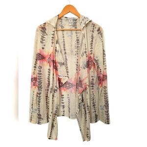 American Rag Tie-Dye Open Front Hooded Sweater Size XL